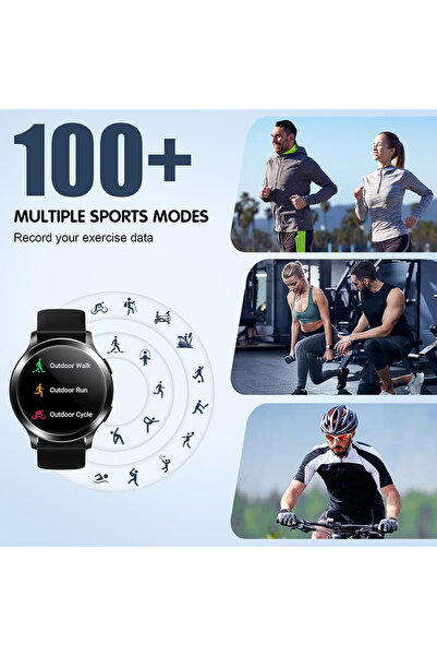 Smart Vibe WiX™ GRANDE - Έξυπνο ρολόι AMOLED, Κλήση με ένα άγγιγμα Bluetooth, Παρακολούθηση φυσικής κατάστασης/υγείας, Μαύρο