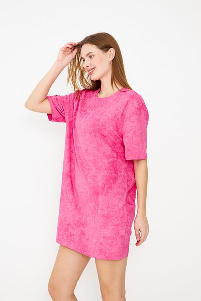 ESPİNA Women's Acid Washed Tie Dye Pattern Mini Dress