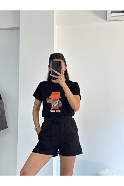 bunubanayolla Beli Lastikli Gabardin Şort