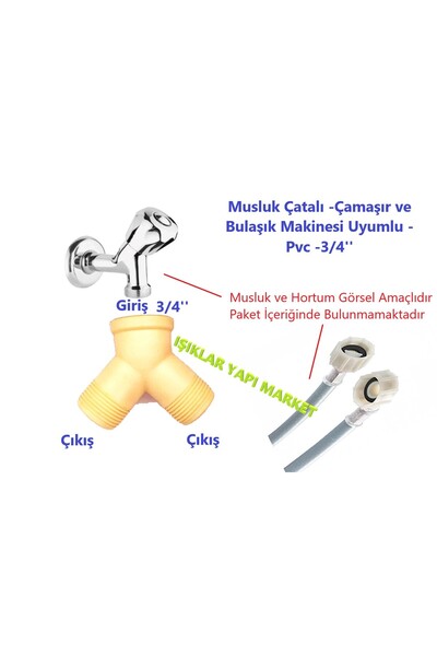ece life Musluk Çatalı -Çamaşır ve Bulaşık Makinesi Uyumlu -Pvc -3/4''
