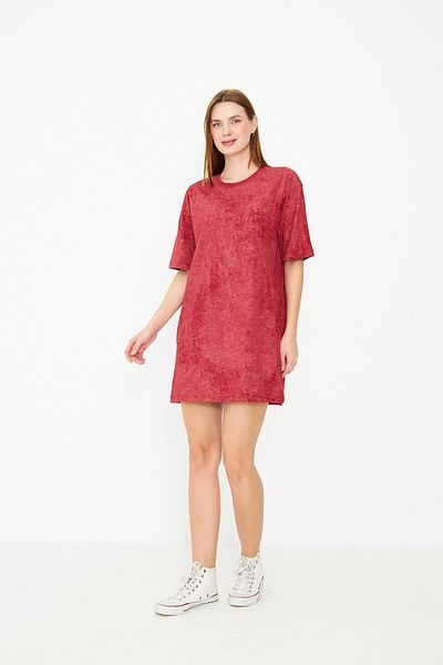 ESPİNA Women's Acid Washed Tie Dye Pattern Mini Dress