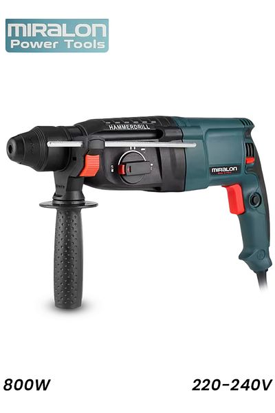 Miralon 26mm Rotary Hammer Drill 800W 220V 3 Mode SDS Plus Electric Hammer Drill with Carry Case