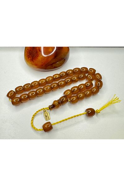 İskenderun Tesbihcilik Sealed with a Signature Omari Ottoman Simile Stick Squeeze Amber Rosary