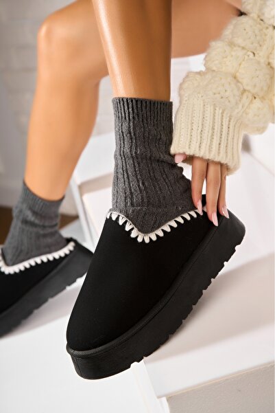 Joana Cizme Dama Imblanite Negre din Piele Ecologica Intoarsa Azaila