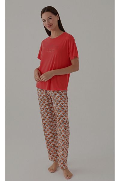 KÜBRAHOME'S Pc-8822 Suprem Pajama Set Pomegranate