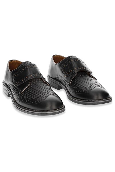 CZ London Erkek Çocuk Vegan Deri Tabanı Cırt Cırtlı Klasik Desenli Ayakkabı