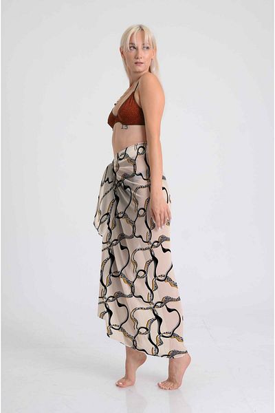 DESENİX Modern Pareo with Chain Pattern |   Powder Floor |   100X145Cm |   Digital Printing Chiffon / Satin