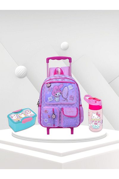 TSUMAB My Melody School Set – 3 PCS (Trolley Backpack + Lunch Box + Water Bottle)