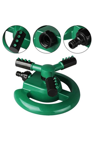 Teno Aspersor Rotativ Irigator Teno®, 3 brate, 12 duze de pulverizare, 360 de grade, verde