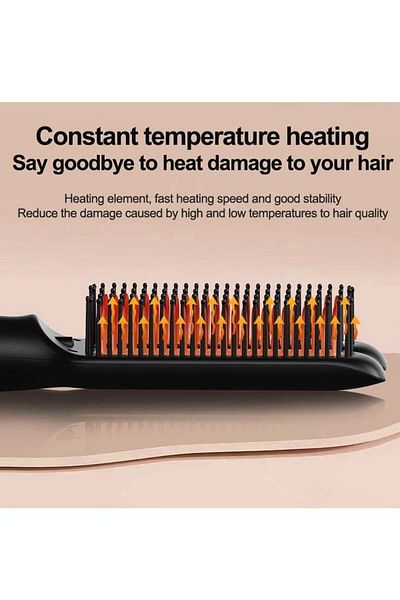 COOYA Electric Hair straightener Brush, With 5 Temp Settings,Double Comb Brush,Safety Design