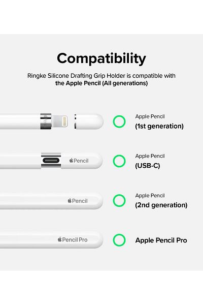 Ringke Apple Pencil 2nd Generation Apple Pencil Pro Case | Silicone Drafting Grip Holder | Black