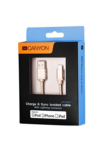 CANYON Кабел за данни CNS-MFIC 3 GO, Lightning, метален, 1 м