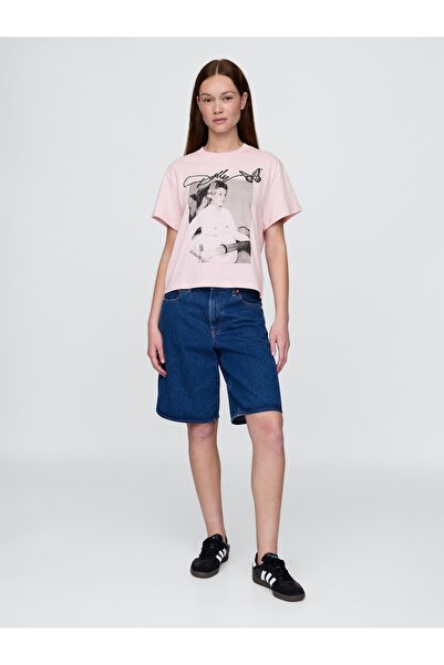 GAP Kadın Pembe Dolly Parton Relaxed Grafik T-Shirt