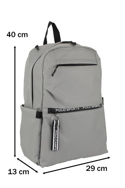 Dada Gray Color School Backpack Large Internal Volume Waterproof Fabric with Side Pockets