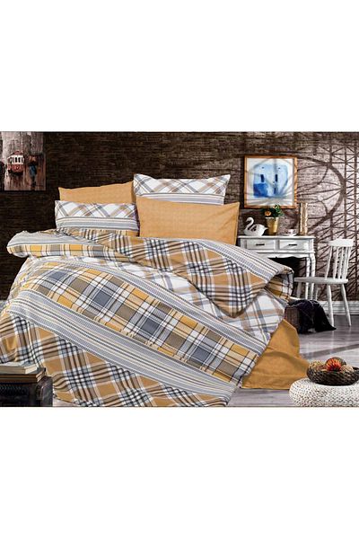 sehra Luxurious Durable Soft Cotton Double Duvet Cover Set + Fitted Sheet +2 Pillowcases
