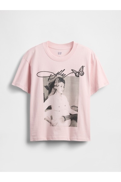 GAP Kadın Pembe Dolly Parton Relaxed Grafik T-Shirt