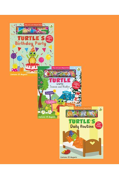 TURTLEKİDS Turtle Kids Play and Learn Magnet Book Series 3 (Birthday Party- Seasons & Weather-Daily Routine)
