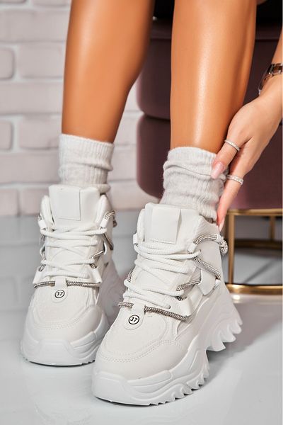 Joana Women's White Sports Boots Made of Calista Ecological Leather