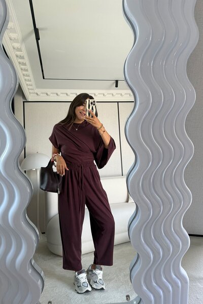 Özge Özgenç Asymmetrical Cut Modal Blouse Pants Set