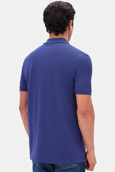 D'S Damat Ds Damat Regular Fit Purple 100% Cotton Long Lasting No Curl Polo Neck Embroidered T-Shirt