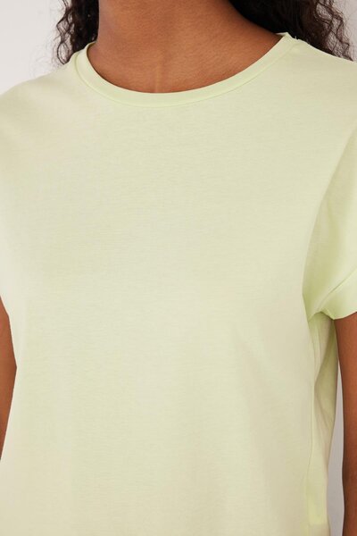 Tudors Women's Slim Fit Slim Fit 100% Cotton Short Sleeve Crew Neck Green T-Shirt