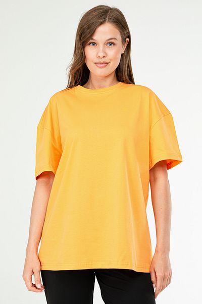 speedlife Πορτοκαλί Oversize Basic 100% βαμβακερό γυναικείο μπλουζάκι με κοντό μανίκι SF0756