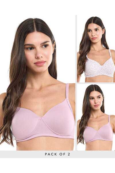 R&B Lilac WoMen's's 2 Pack Wireless Bra