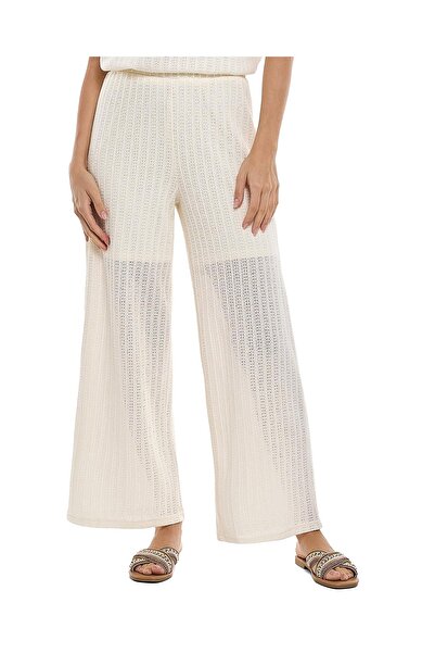 R&B Openwork Wide Leg Pants with Elastic Waist