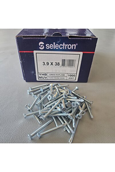 Selectron 3.9X38 YHB MUV Yıldız Havşa Başlı Matkap Uçlu Vida 1000 Adet