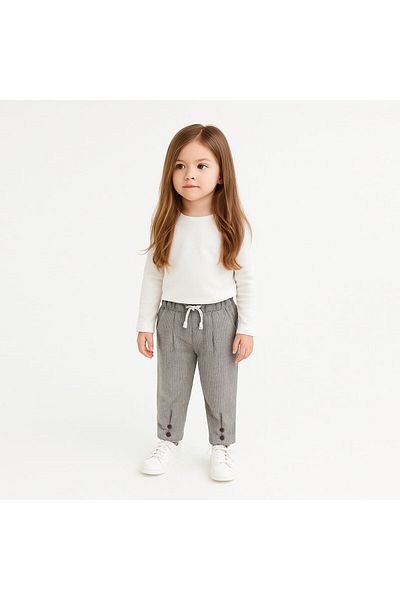 Overdo Unisex Plaid Pleated Baby Pants with Elastic Waist