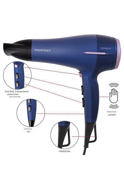 ProfiCare Uscător de păr profesional, ProfiCare, PC-HTD3030, 2200 W, albastru