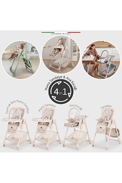 Elele Cibo 2in1 Katlanabilir Bebek Mama Sandalyesi Çift Pedli 0+ Ay Bej