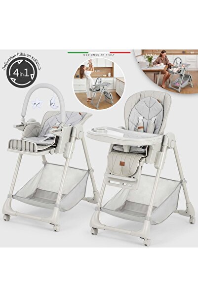 Elele Cibo 2in1 Katlanabilir Bebek Mama Sandalyesi Çift Pedli 0+ Ay Gri