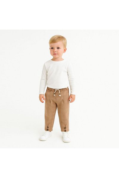 Overdo Unisex Plaid Pleated Baby Pants with Elastic Waist