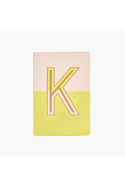 Lifestyle دفتر ملاحظات بغلاف ناعم مُسطّر، 96 صفحة، مطبوع عليه الحرف K