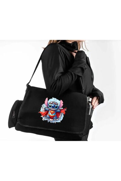 DEEFWEAR Crni Supermen Stitch Štampano Škola, Kurs, Učionica Poštarska torba