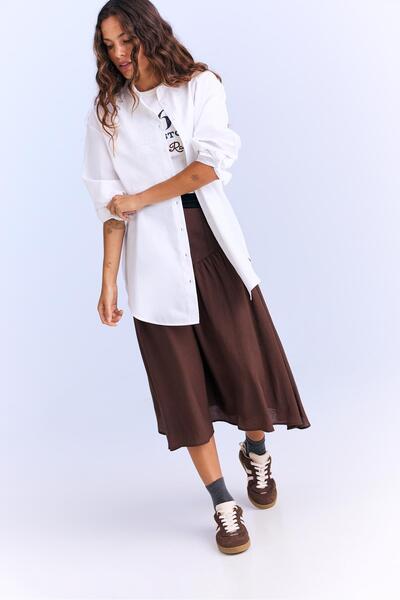 Stradivarius Loose-fitting contrast midi skirt