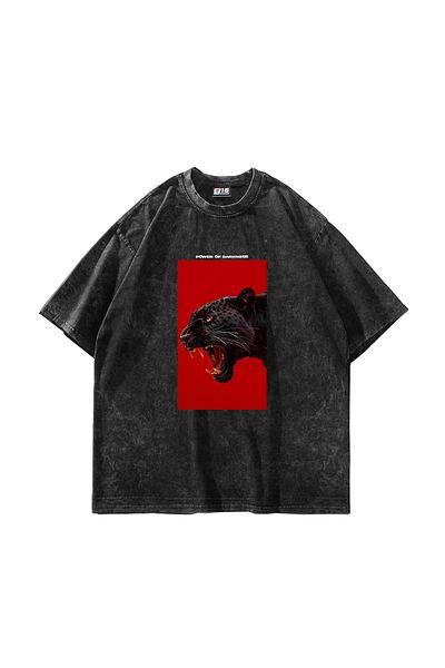 Sekizbiraltı Power of Darkness Printed Oversize Unisex Washable Black Tshirt