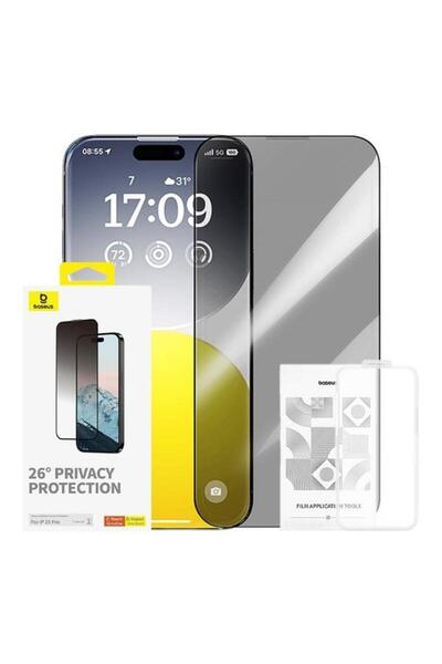 Baseus Protector de ecran cu aspect de diamant pentru Apple iPhone 15 Pro, sticlă securizată, complet lipicios