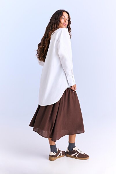 Stradivarius Loose-fitting contrast midi skirt