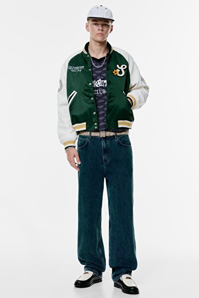 Pull & Bear İşlemeli kolej bomber ceket