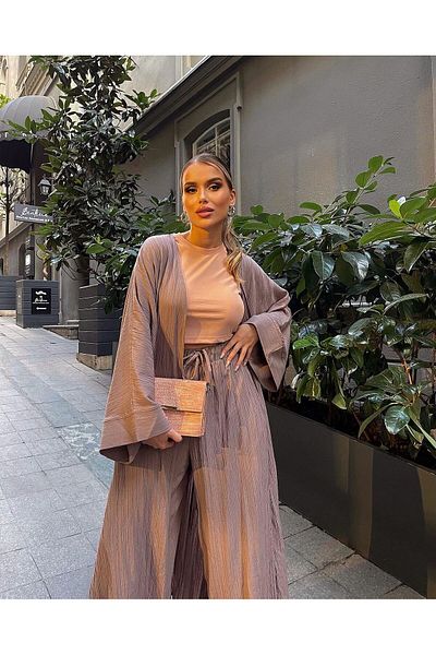 REFİŞ BUTİK VE AKSESUAR Long Slit Kimono Outfit