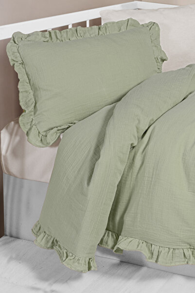 Kanz Frilly 100% Cotton Muslin Baby Duvet Cover Set - Mint