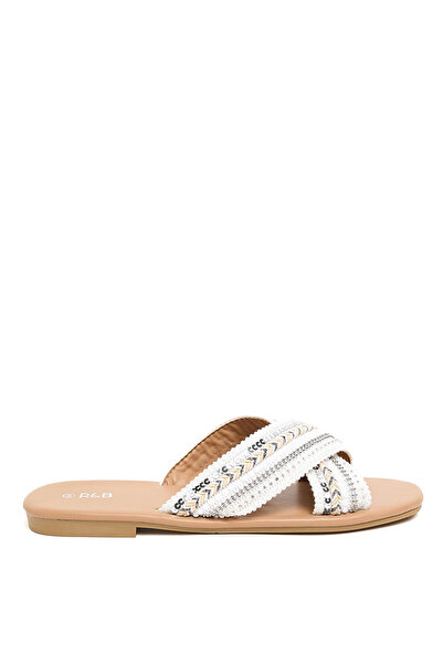 R&B Ivory WoMen's's Embellished Flat Sandals