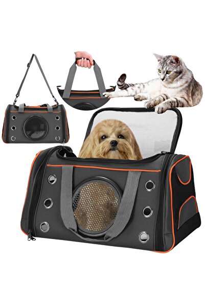 SERSIMO Geanta pentru transport animale mici-medii, pentru caine si pisica, pliabila, 24x48x33 cm, gri