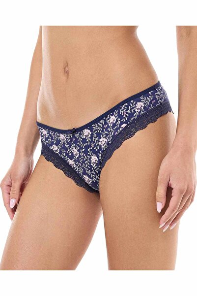 R&B 3 Pack Printed Lace Trim Brazilian Briefs