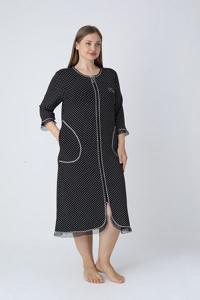 ROMEO LİFE Women's Plus Size Viscose Modal Fabric Patterned Zipper Dress 8020