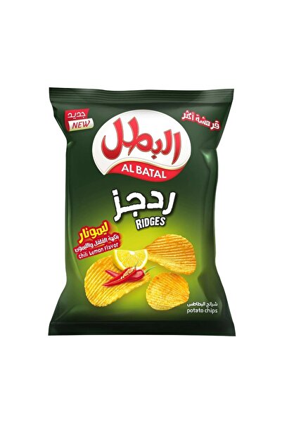 Al Batal رقائق البطاطس ريدجز بنكهة الفلفل الحار والليمون، 155 غرام