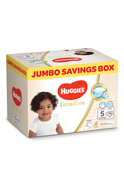 Huggies حفاضات هجيز إكسترا كير للأطفال، مقاس ٥، ١٢-٢٢ كجم، عبوة جامبو، ٧٦ حفاضة