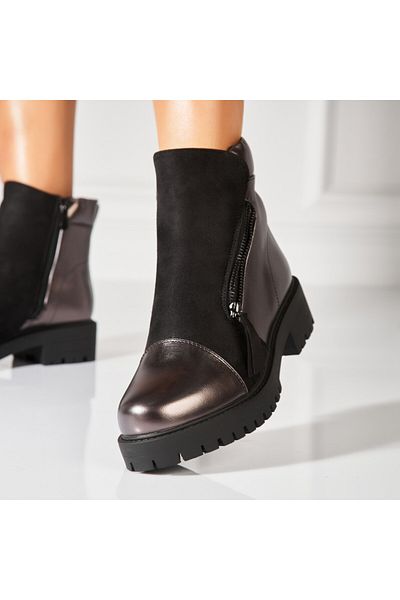 Joana Women's Fur-lined Bronze Boots Made of Ecological Leather Dochia2